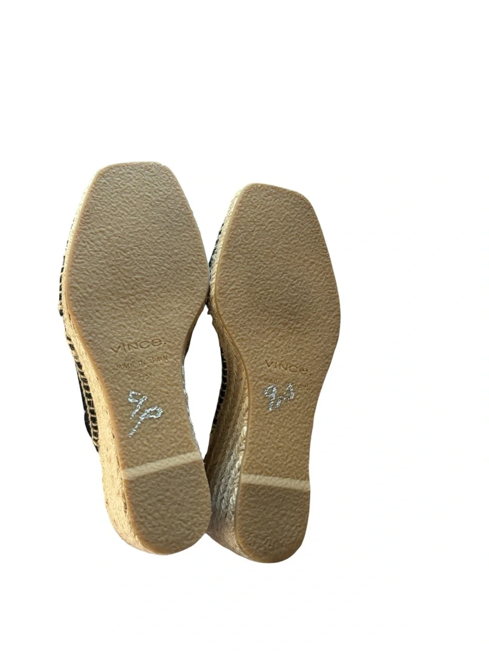 Vince Gaelan Coastal Suede Espadrille Wedges Black Leather Women’s Size 8M
